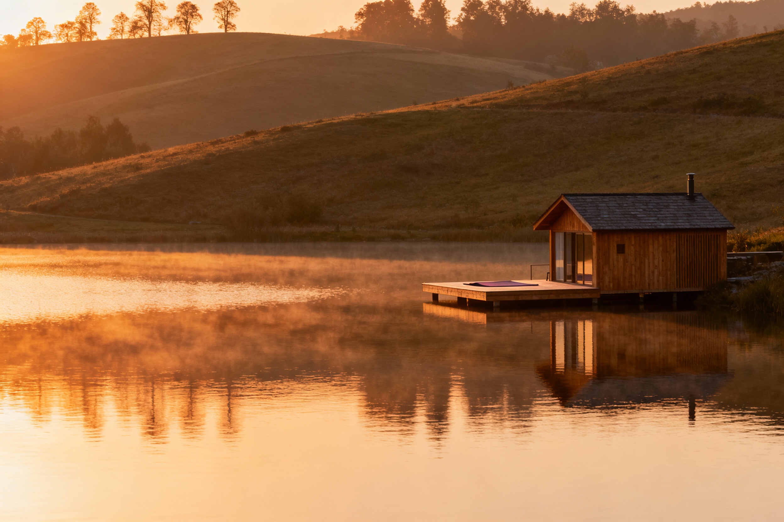 Serene peaceful landscape with calm waters and tranquil nature